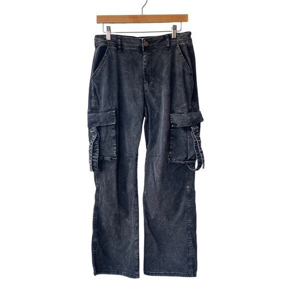 Disclosure Womens Black Y2K Acid Wash Cargo Jeans Sz 29 Grunge Skater Urban 90s - Picture 1 of 10